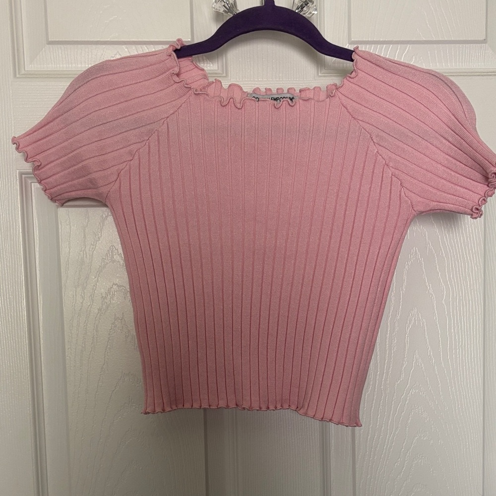 Cotton Emporium Pink Ribbed Blouse